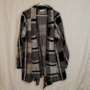 Style & Co Black and Gray Open Front Cardigan Sweater Size M/L